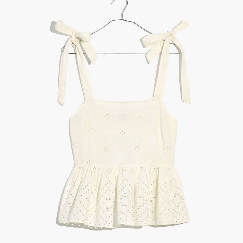 NWT Madewell Rosalie Tie-Strap Top in Geo Eyelet - Picture 1 of 8